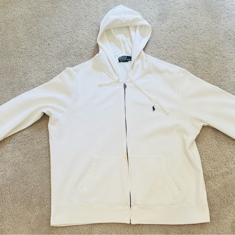 Polo Ralph Lauren White Zip-Up Hoodie
